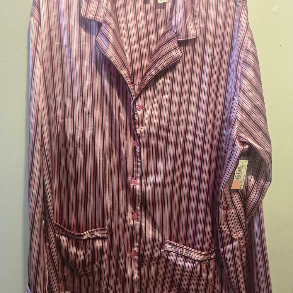 Ambrielle Pink Striped Casual Button Down Shirt